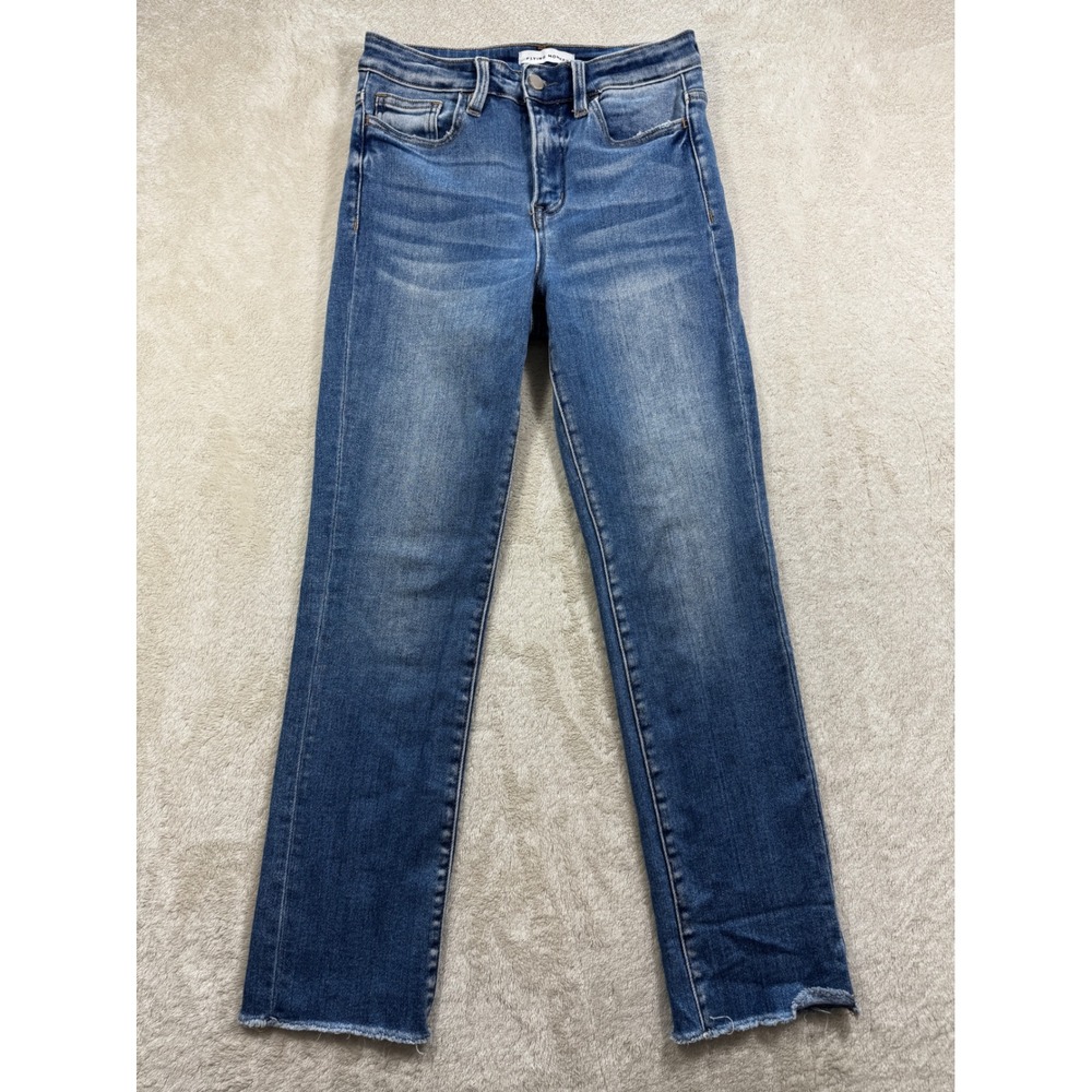 Flying Monkey Womens High Rise Raw Hem Blue Straight Jeans 26 Meas: 27x27.5 - Picture 1 of 5